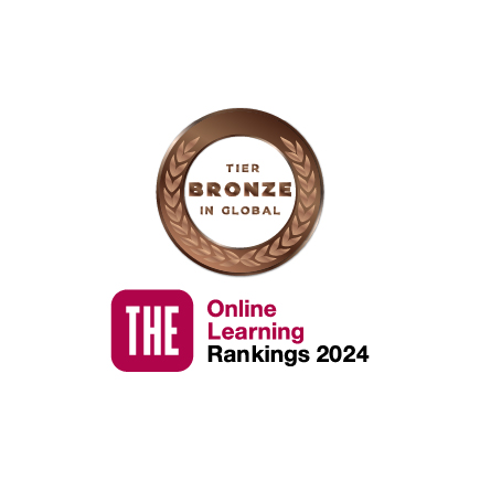 Reconocimiento de Times Higher Education que otorga medalla de bronce a nivel global en el Online Learning Rankings 2024.
